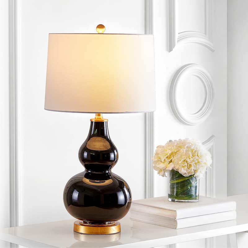 SAFAVIEH Lighting Karlen Gourd Table Lamp (Set of 2) - 15x15x28.5 - Black/Gold Leaf