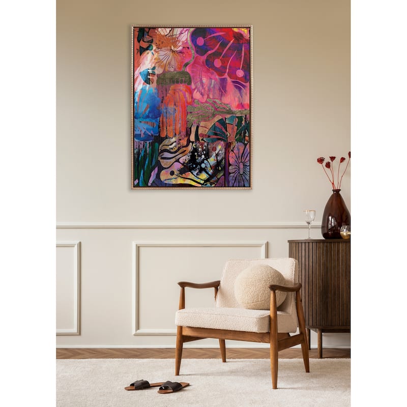 Kate and Laurel Sylvie Beaded Abstract 612 Framed Canvas by Nikki Chu