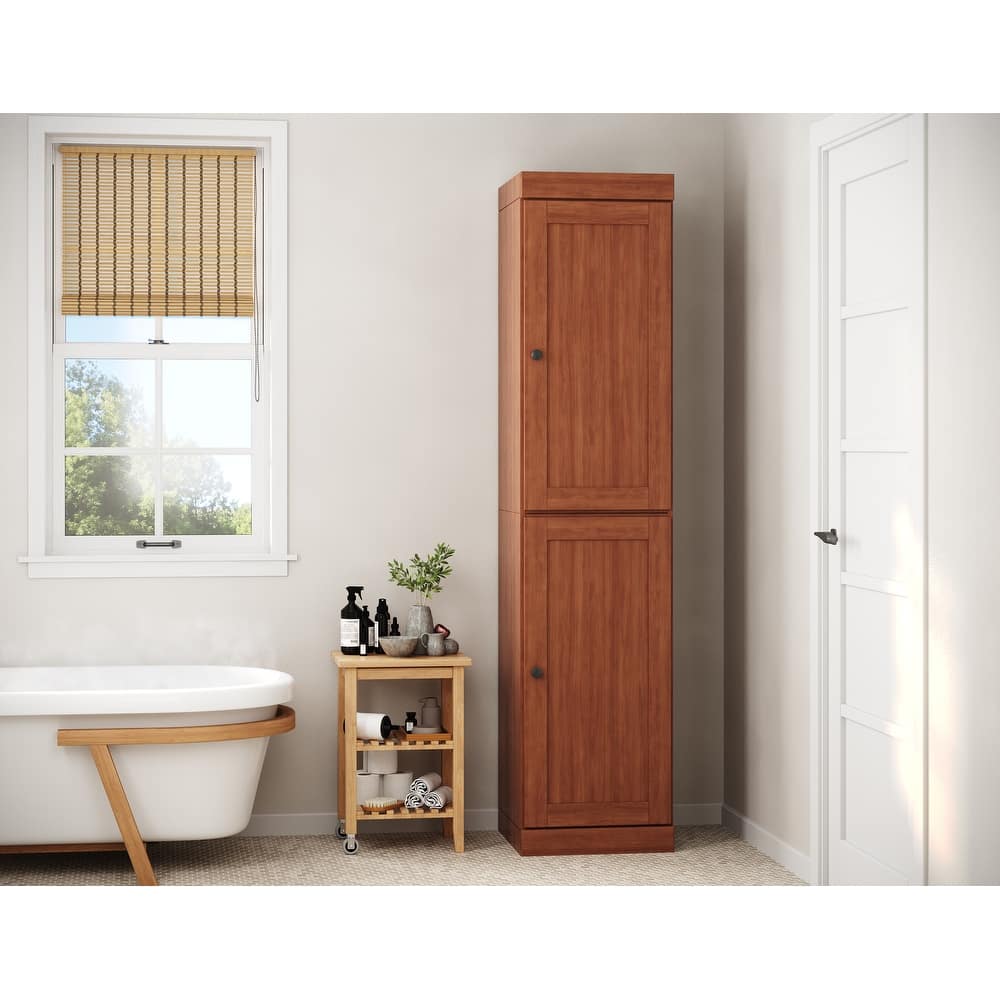 Palace Imports 100% Solid Wood Bathroom Storage Cabinet, Shaker Doors, Adjustable Shelves, 16.5" Wide, 71.5" Tall