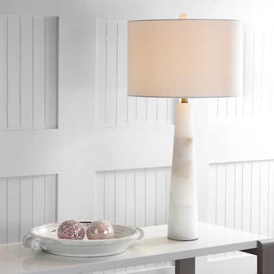 SAFAVIEH Lighting 30-inch Delilah Alabaster LED Table Lamp - 15"x15"x30"