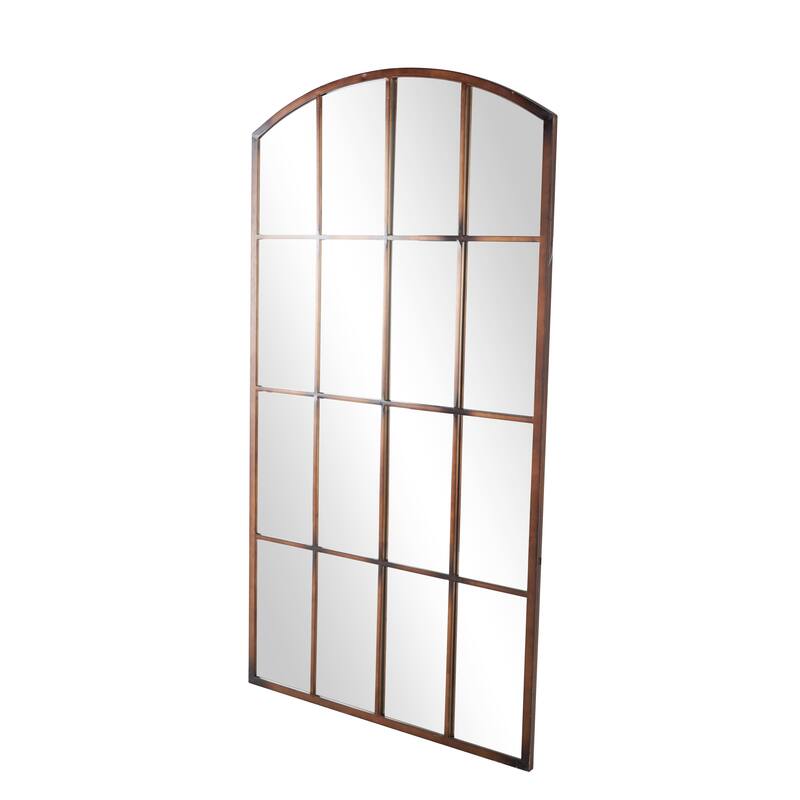 Metal Window Pane Inspired Grid Room Wall Mirror - Copper, Brown, Black - Roche River Decor