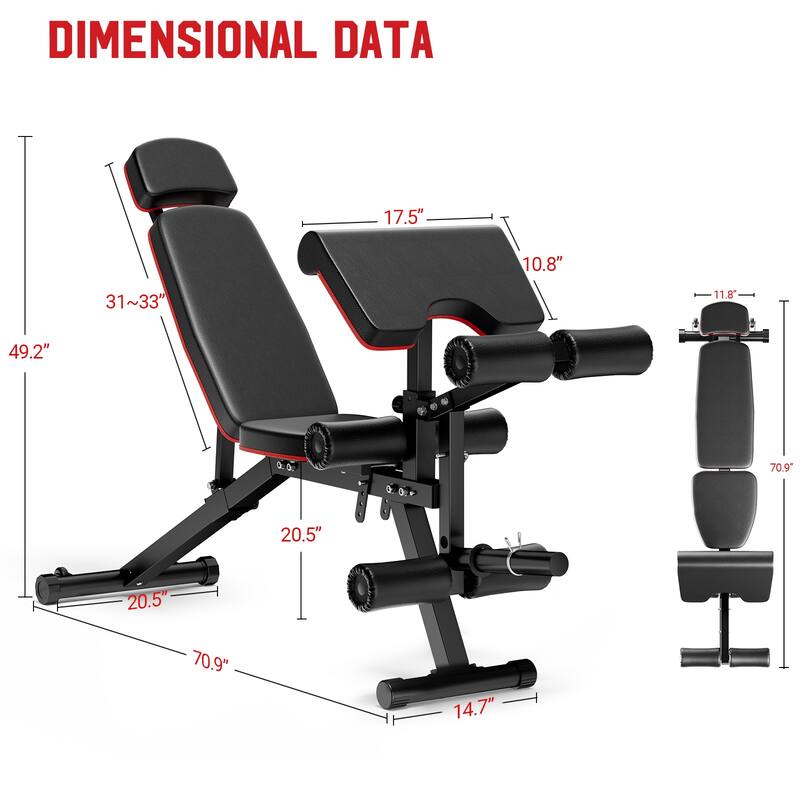 Weight Bench Workout Bench for Home Gym with Extended Headrest