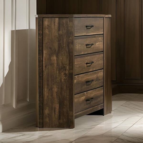 chinese dress ladies Benjara Jermy 47 Inch Tall Dresser, 5 Drawers, Black Handles, Crisp White  Finish