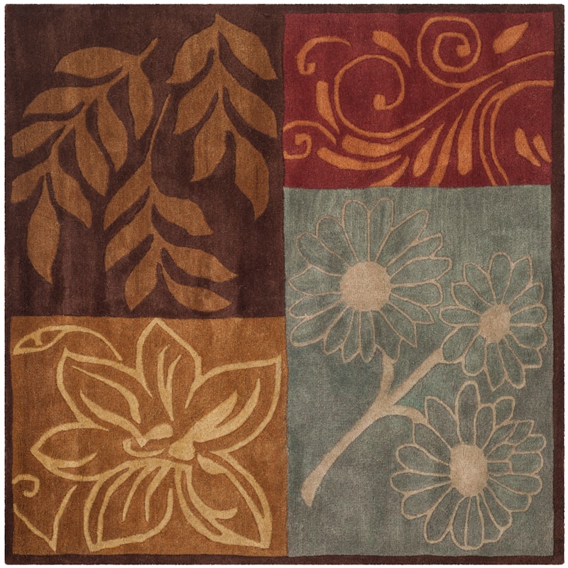 SAFAVIEH Handmade Bella Thuan Modern Floral Wool Rug - 5' Square - Multi
