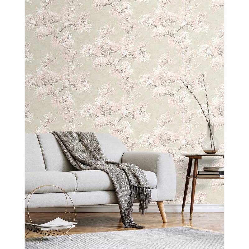 NextWall Cherry Blossom Grove and Stick Wallpaper