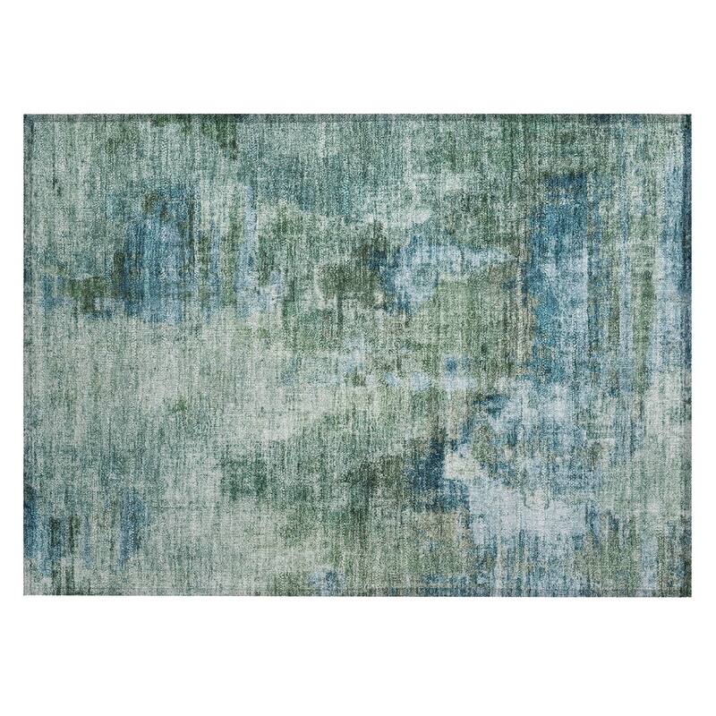 Machine Washable Indoor/ Outdoor Abstact Contemporary Chantille Rug