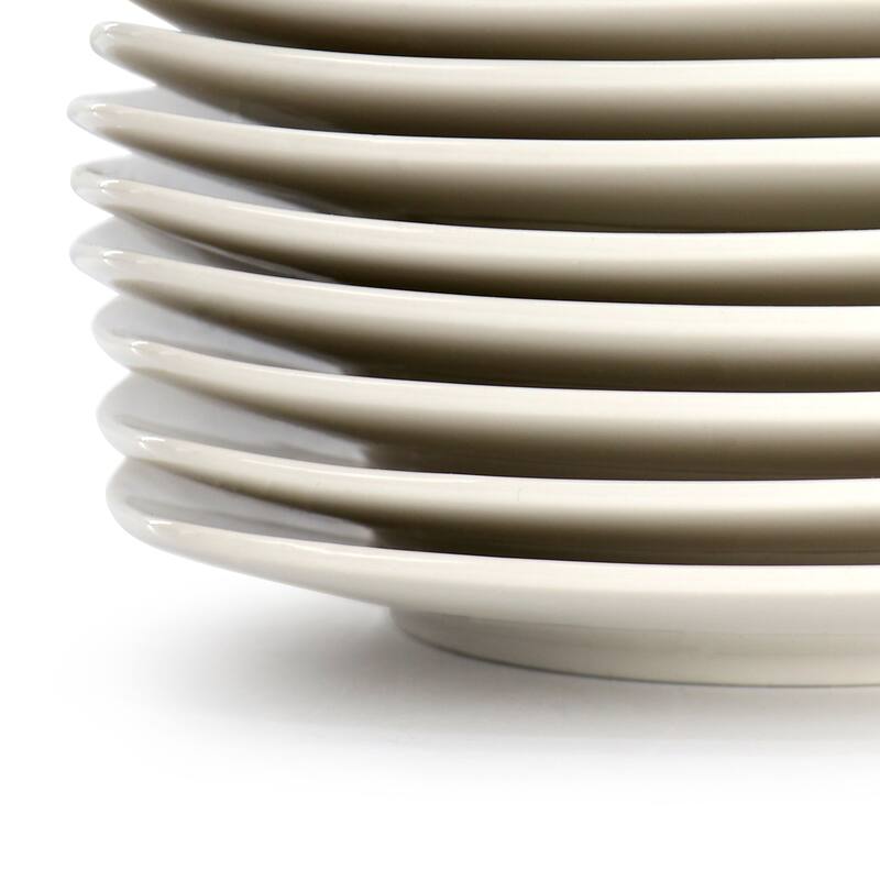8 Piece 7in Stoneware Dessert Plate Set in White