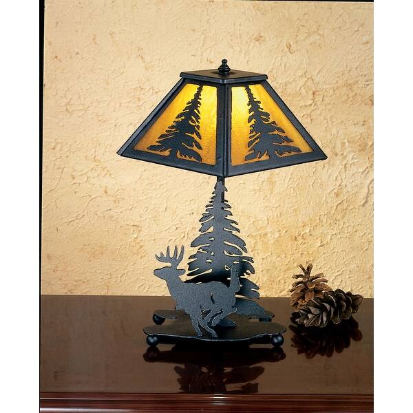 Shop Meyda Tiffany 28273 Deer Accent Table Lamp From The Elks Club Collection Black Honey Art Glass Overstock 23508024