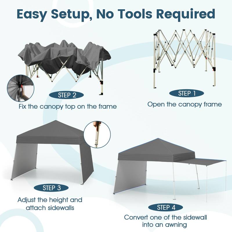 Gymax 14 X 9.2 FT Pop up Canopy Tent w/ 2 Convertible Sidewalls to
