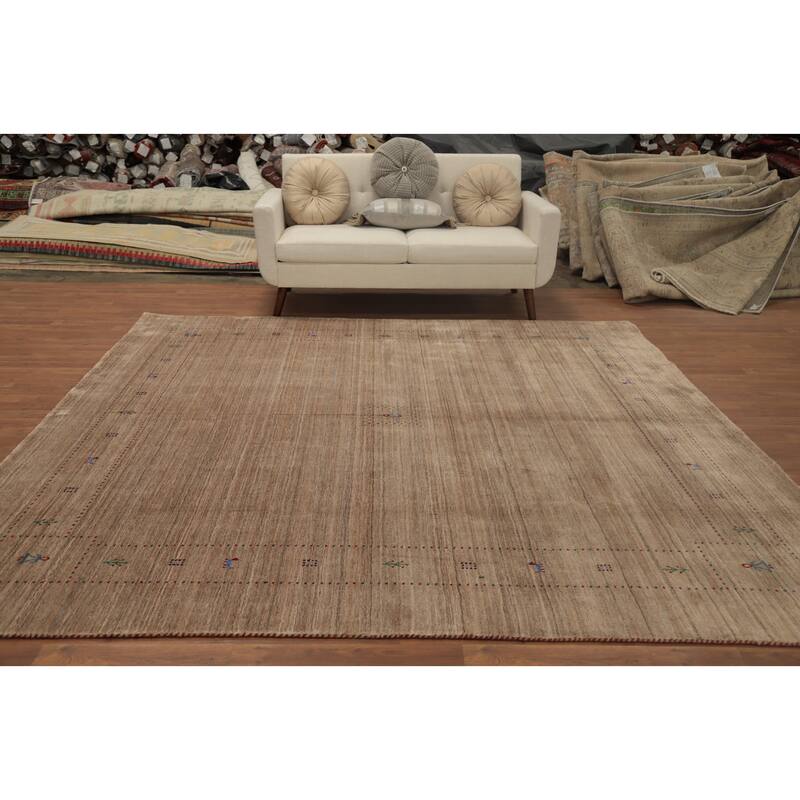 Hand Knotted Oriental 100% Wool Carpet Tribal Animal Pictorial Brown Gabbeh Area Rug - 8' 11'' X 8' 11''