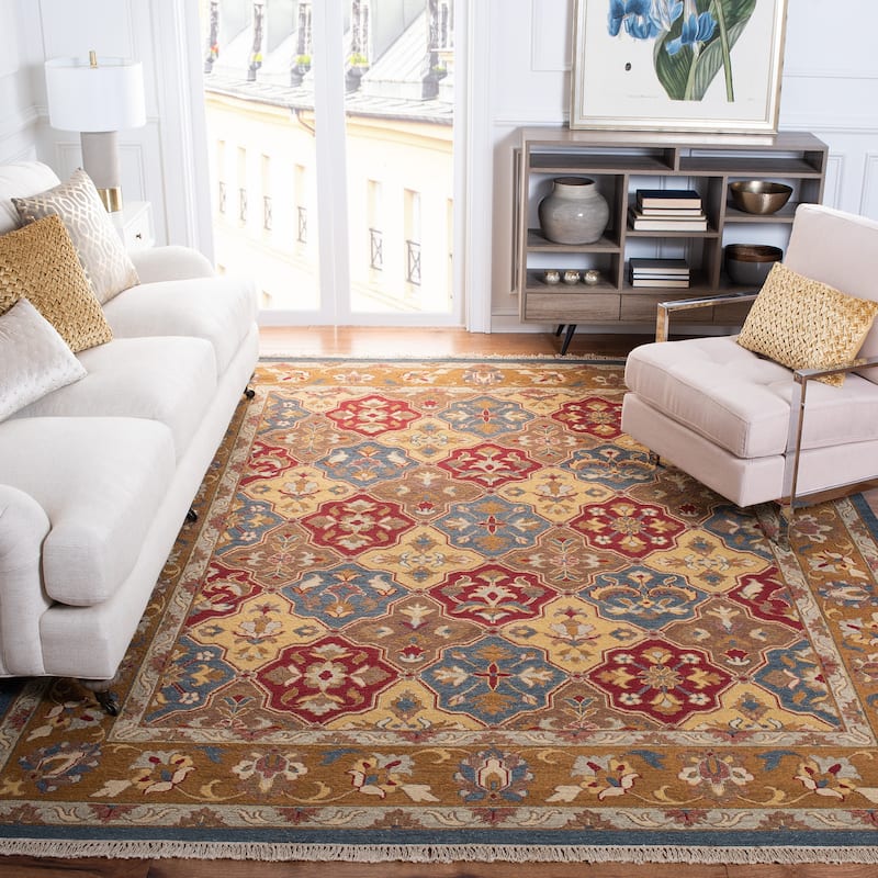 SAFAVIEH Couture Handmade Sumak Flatweave Generosa Traditional Oriental Wool - 9' x 12' - Taupe/Multi - Rectangle