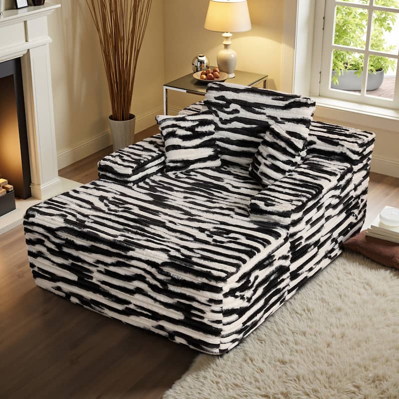 OVIOS Plush Convertible Floor Lounge Sofa - Zebra