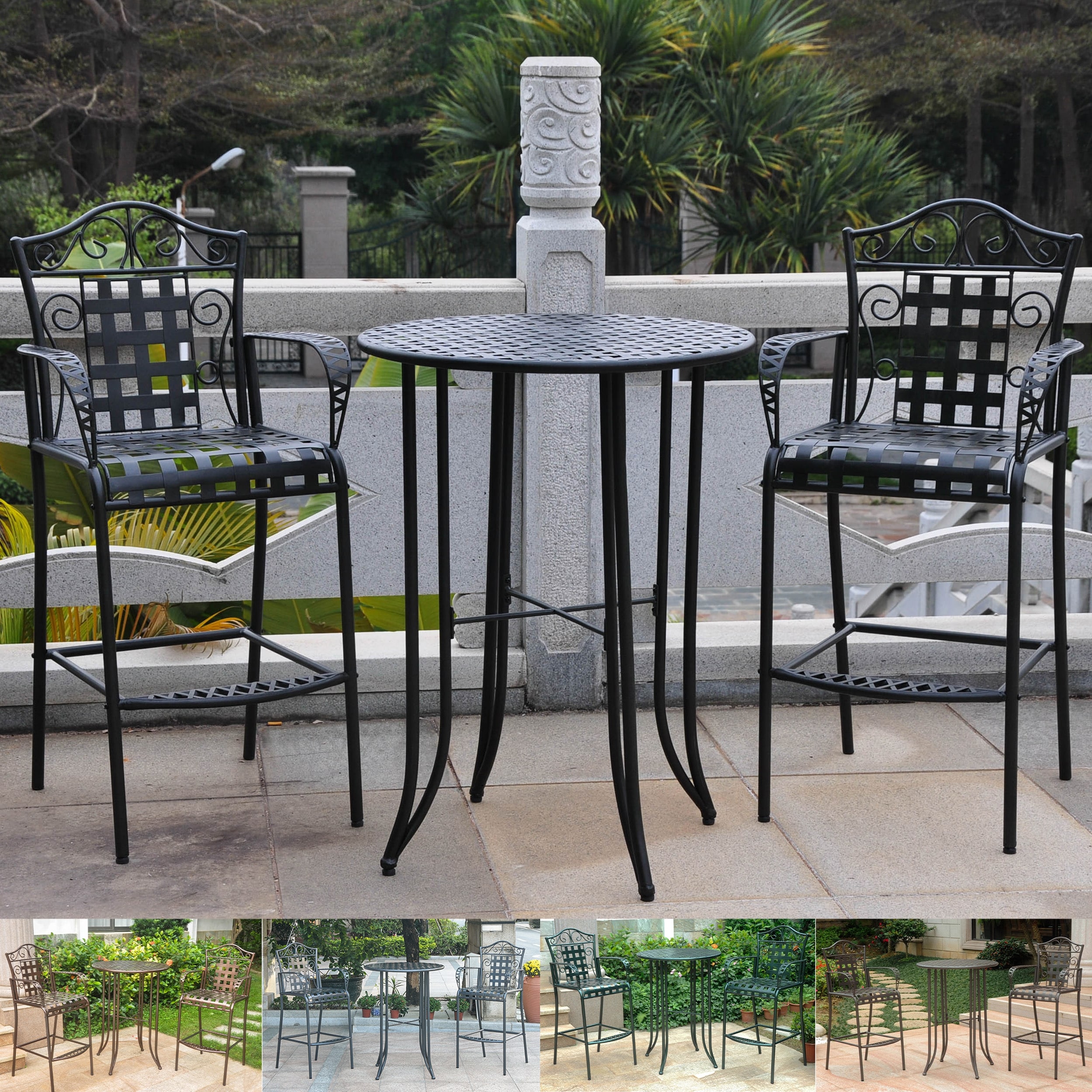 Black iron bistro set hotsell