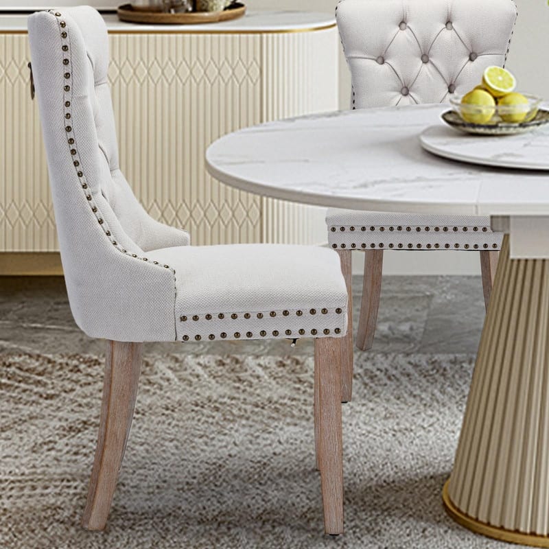 Tufted Naliheads Solid Wood Upholstered Dining Chairs (Set of 2)