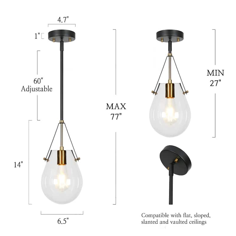 Coria 10-inch Modern Farmhouse Dome Waterfall Glass Pendant Lights with Bowl Hammered Art Shade
