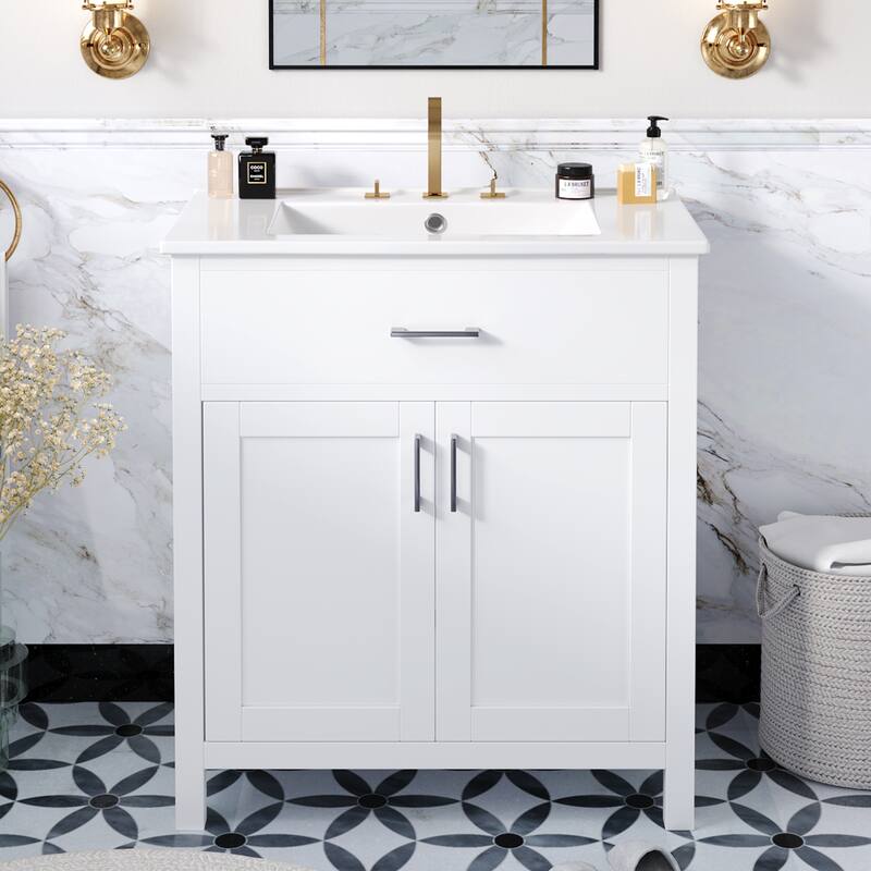 30-Inch Bathroom Vanity with Ceramic Sink and Ample Storage