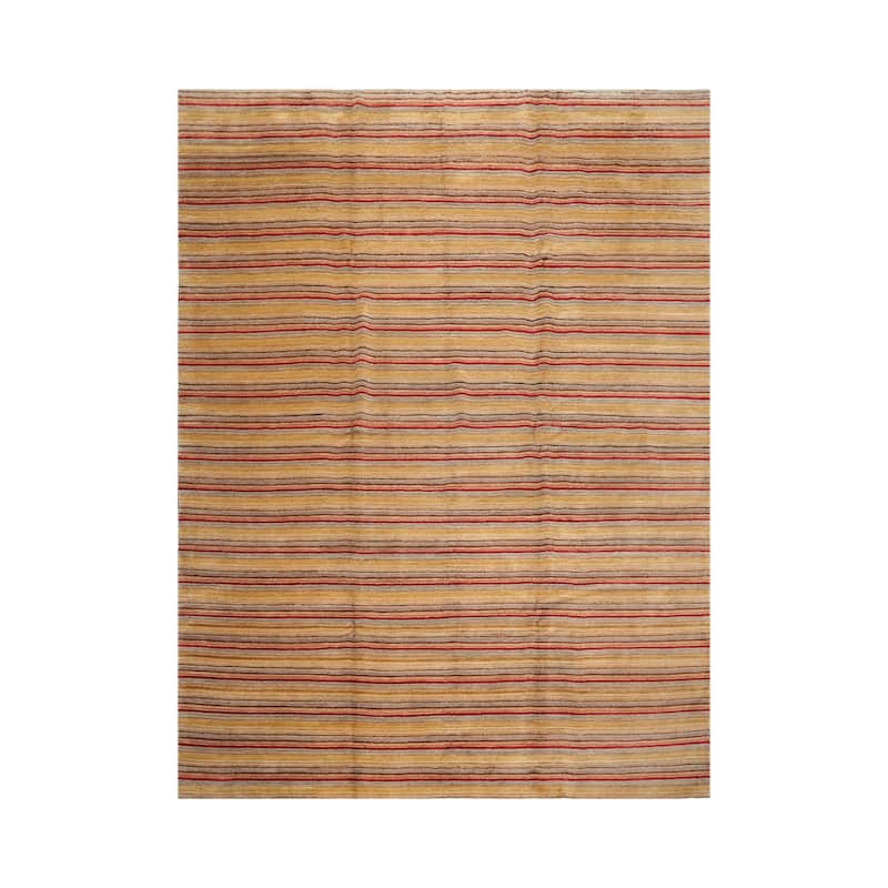 Gold Tibetan Silk & Hemp 9x12 Contemporary Hand Knotted Area Rug - 8' 10'' x 12'