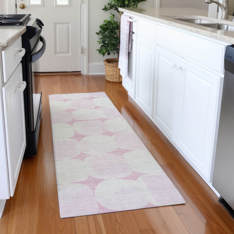 Premium Washable Super Soft Mid Century Modern Mayfield Rug - Pink - 2'3" x 7'6"