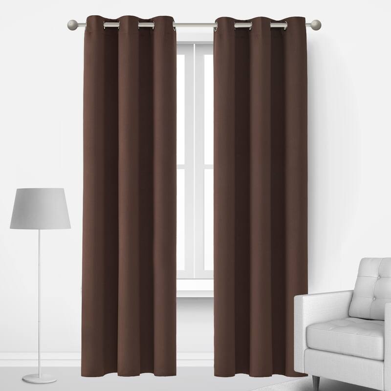 Deconovo Insulated 42 Width Curtain Panel Pair (2 Panel) - W42 x L84 Inch - Chocolate