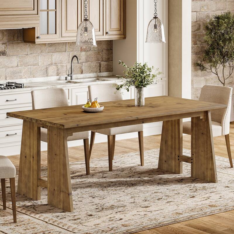 70.9" Solid Wood Dining Table, Kitchen Table for 6-8 with Unique Base - Brown