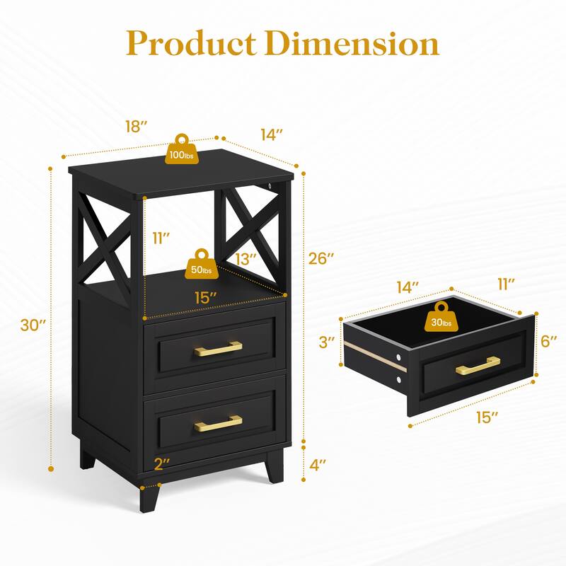 2-Drawer Nightstand (Set of 2)