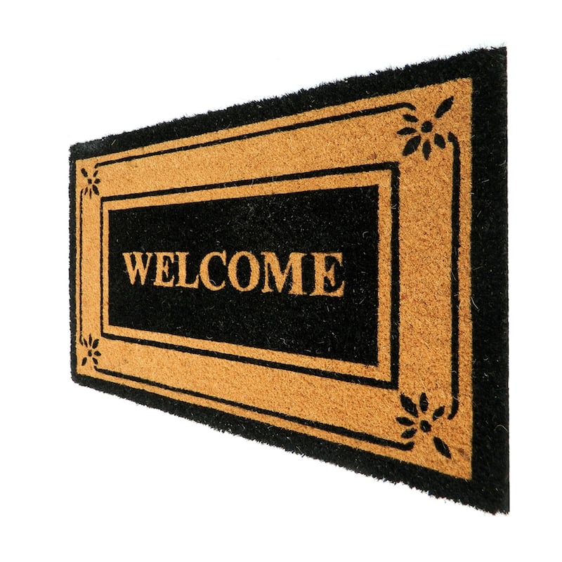 PVC backed coir mat Natural printed - 18" x 30"