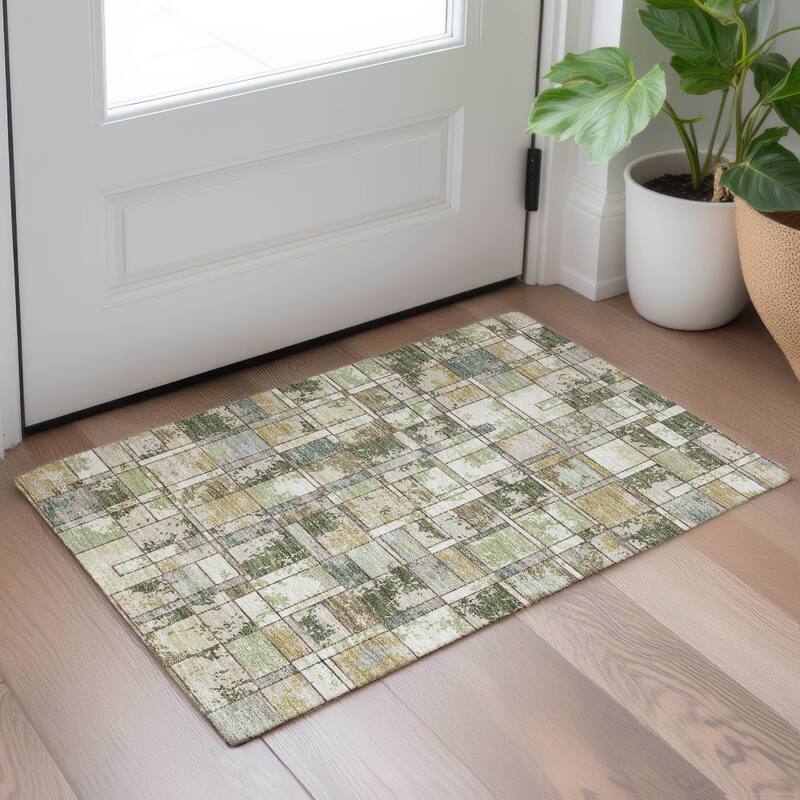 Machine Washable Indoor/ Outdoor Patchwork Chantille Rug
