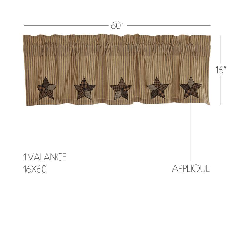 Burlap with Stencil Stars Valance - Natural/Burgundy - 16x72