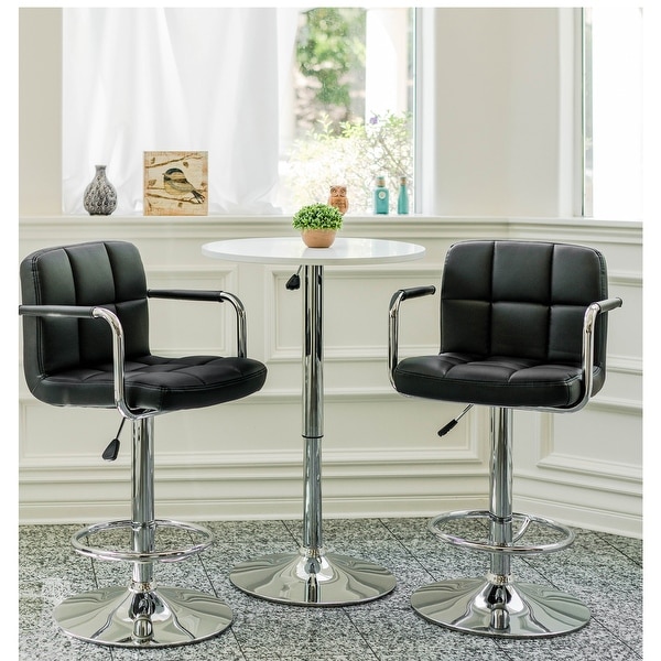 Brage Living Maela Adjustable Height Swivel Barstools with Armrest