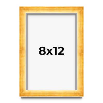 8x12 Shadow Box Frame Gold | 1.625 Inches Deep Real Wood Traditional