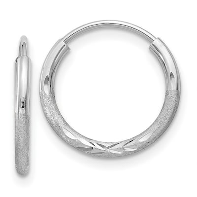 Curata 10k White Gold Sparkle Cut Endless Hoop Earrings - 12x12mm