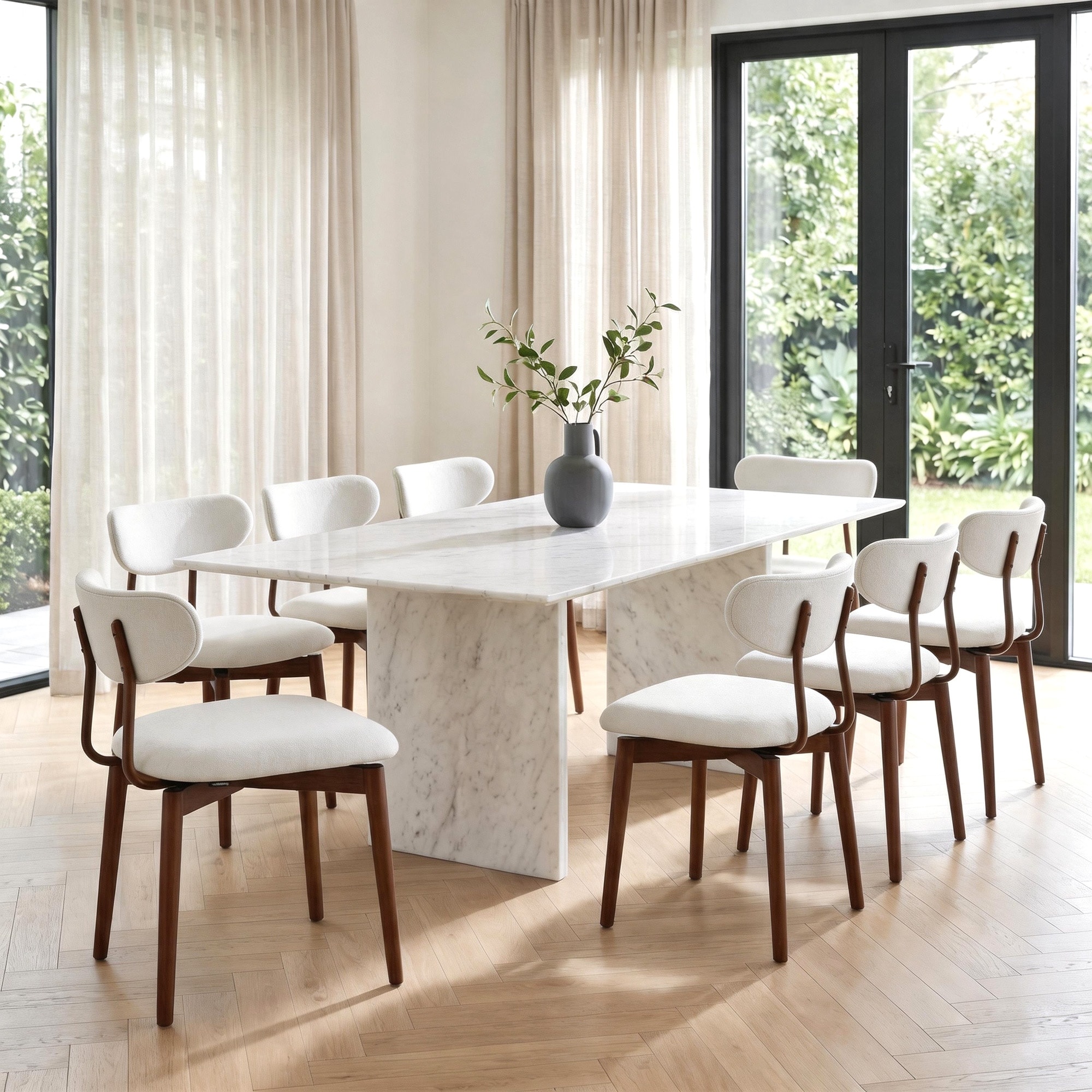 Modern Upholstered Linen Swivel Dining Chair