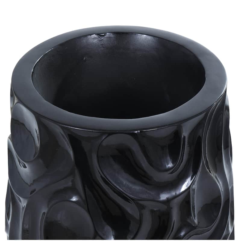 Resin Wave Inspired Textured Decorative Vase - White or Black - Roche River Decor