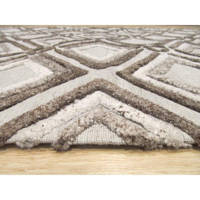 Beige Contemporary Geometric Raga Area Rug - Modern Elegance and Versatile Design - 5' x 8'