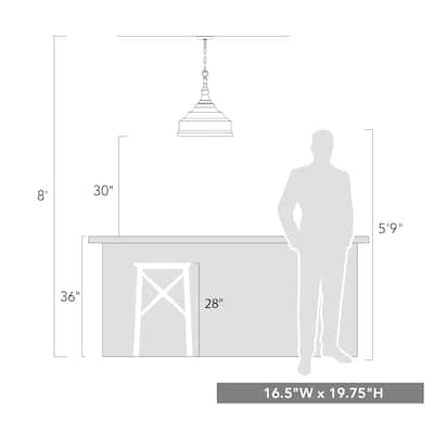 Keating 3 Light Pendant - 19x19.75"