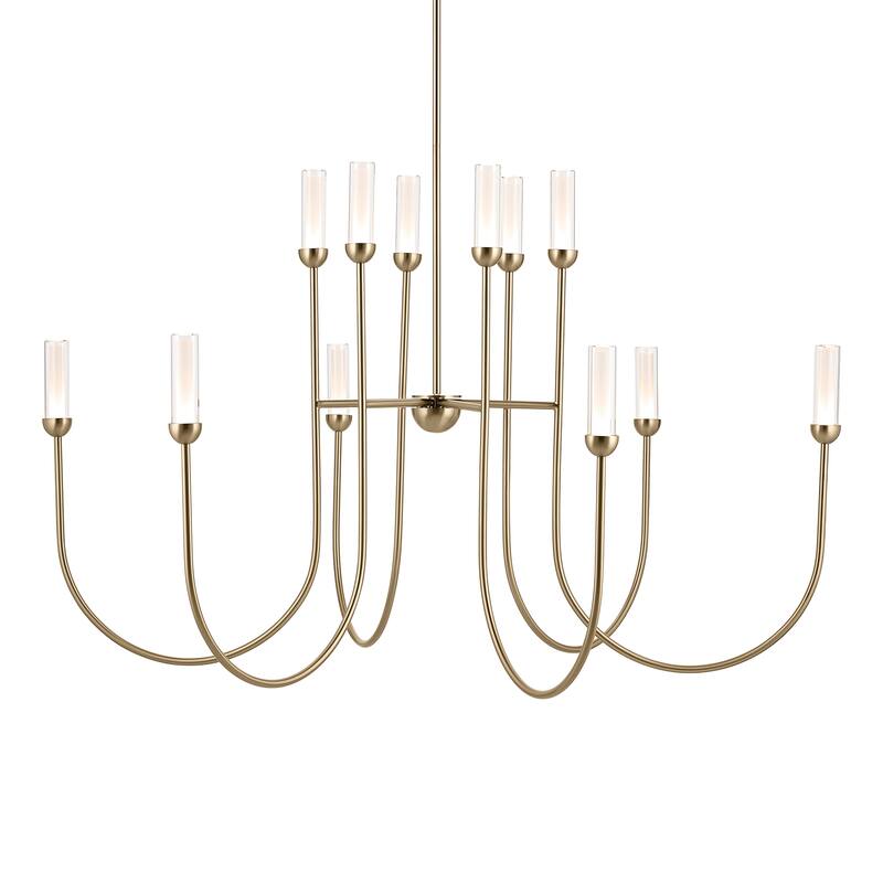 Moraine 50 Inch LED 12 Light 2-Tier Chandelier in Champagne Bronze