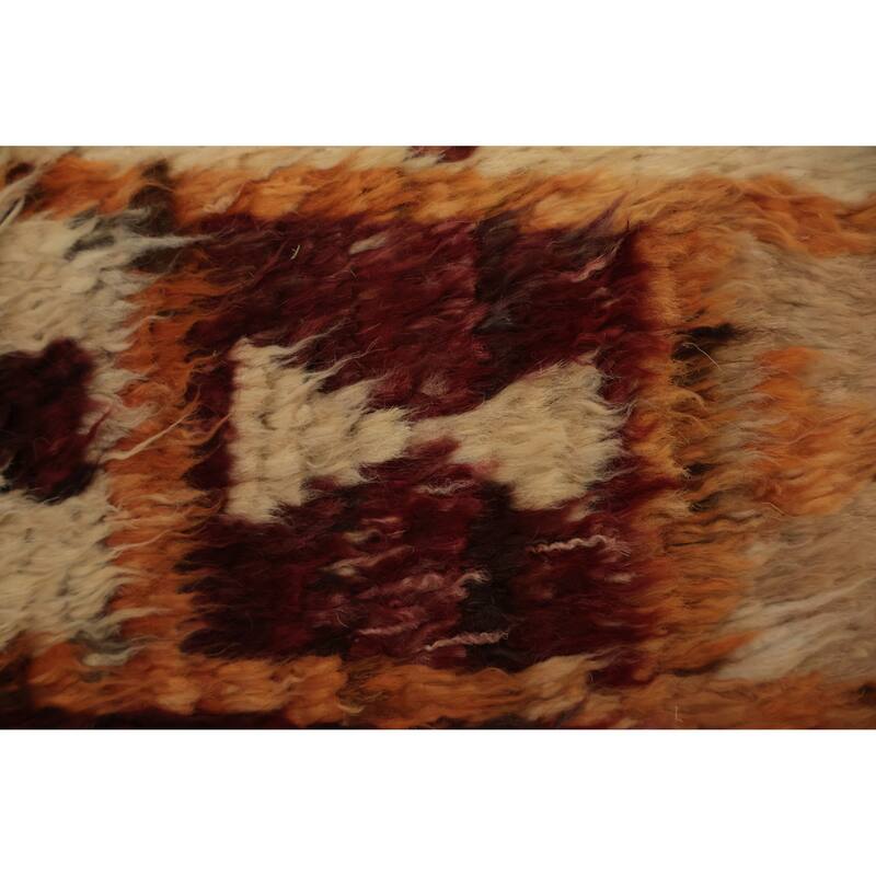 Hand Knotted Oriental 100% Wool Carpet Modern Tribal Red Moroccan Area Rug - 9' 10'' X 8' 3''