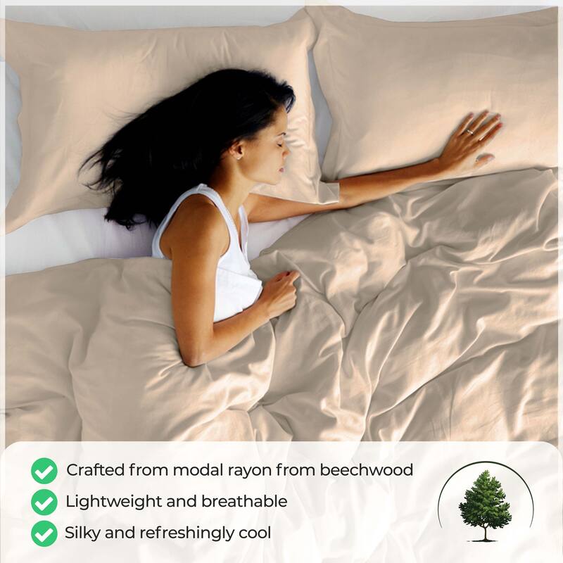 Superior Modal From Beechwood 400 Thread Count Solid Duvet Cover Set