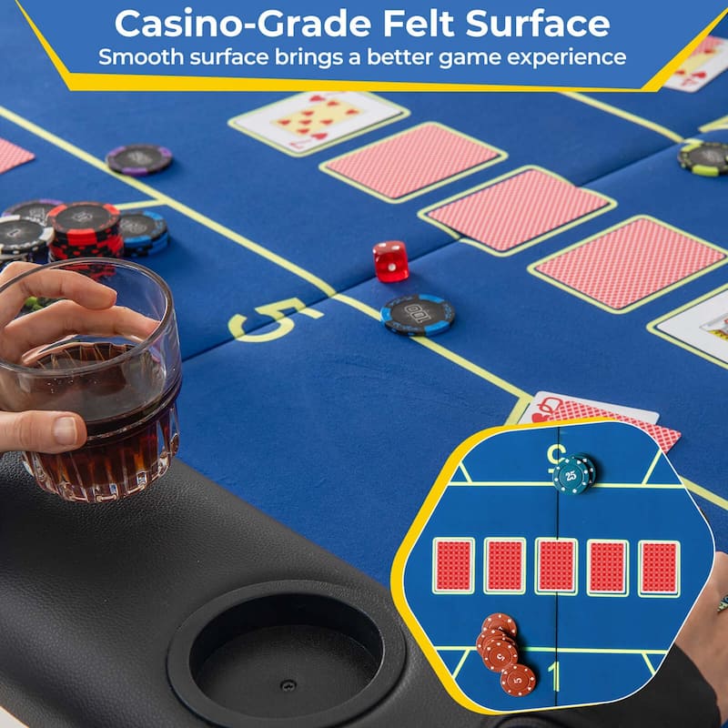 Costway 8 Players Card Board Game Table with 8 Cup Holders - See Details
