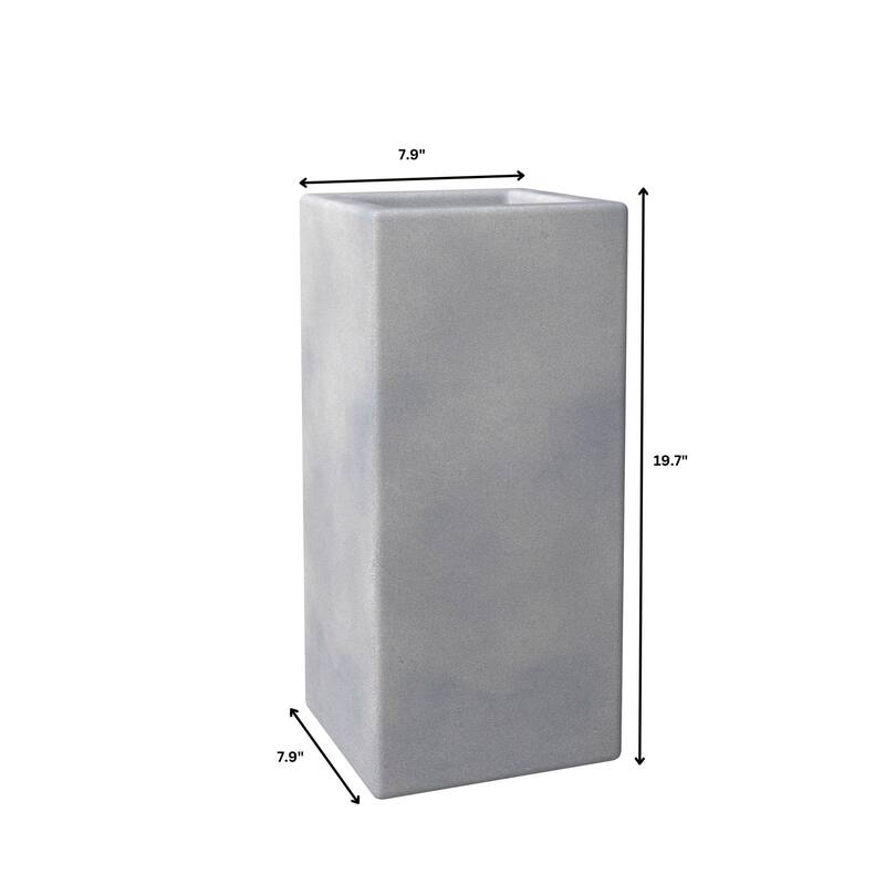 Terra 4-Piece Tall Square Fiberstone and MGO Clay Planter Set With Drainage Holes for Home Office Garden Patio Porch Yard