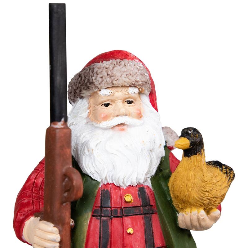 8.5" Hunter Santa with Duck Christmas Stocking Holder