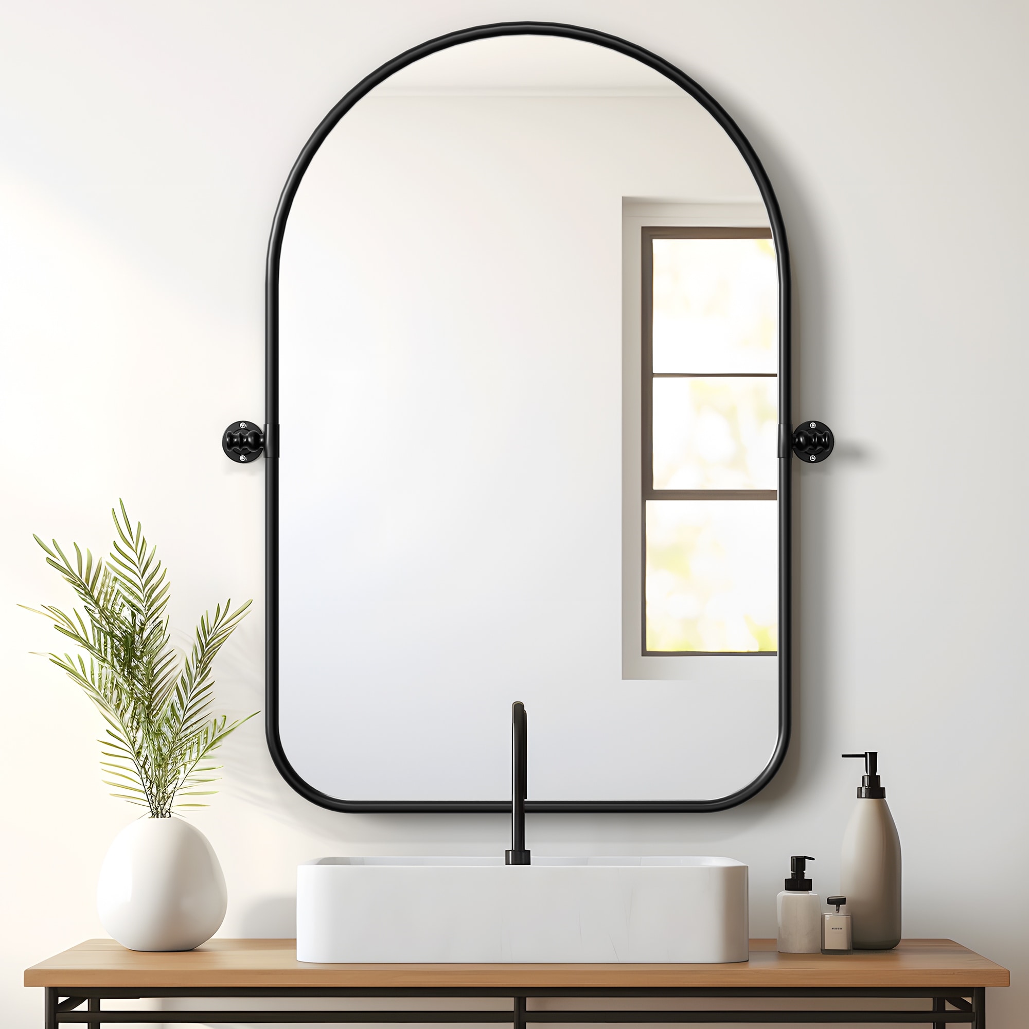 Iron Frame Arched Wall Mirror Vanity Mirror - 36*24