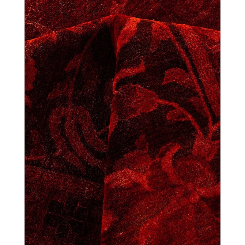 Overdyed, One-of-a-Kind Hand-Knotted Area Rug - Red - 11' 10" x 17' 10"