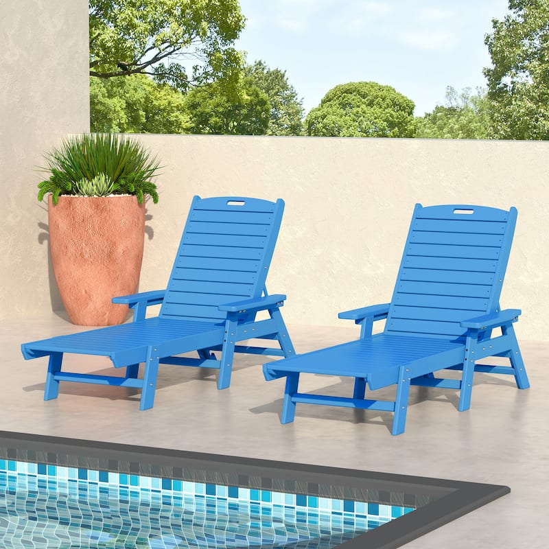 Laguna Hdpe All Weather Outdoor Patio Pool Reclining Chaise Lounge (Set Of 2)