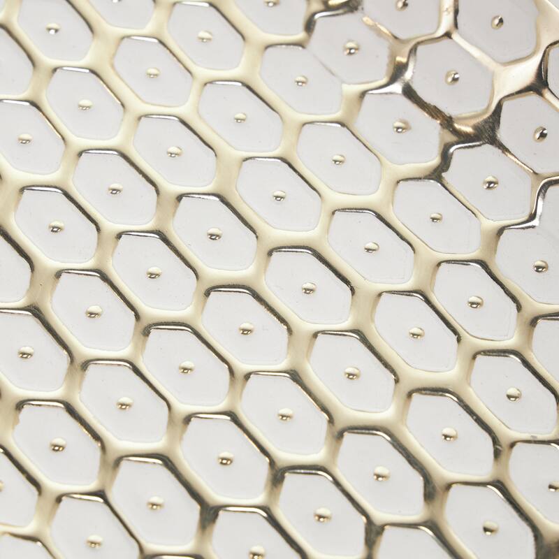 Metal Geometric Geometric Dot Living Room Decor Tray with White Accents - Set of 2 Gold - Roche River Decor