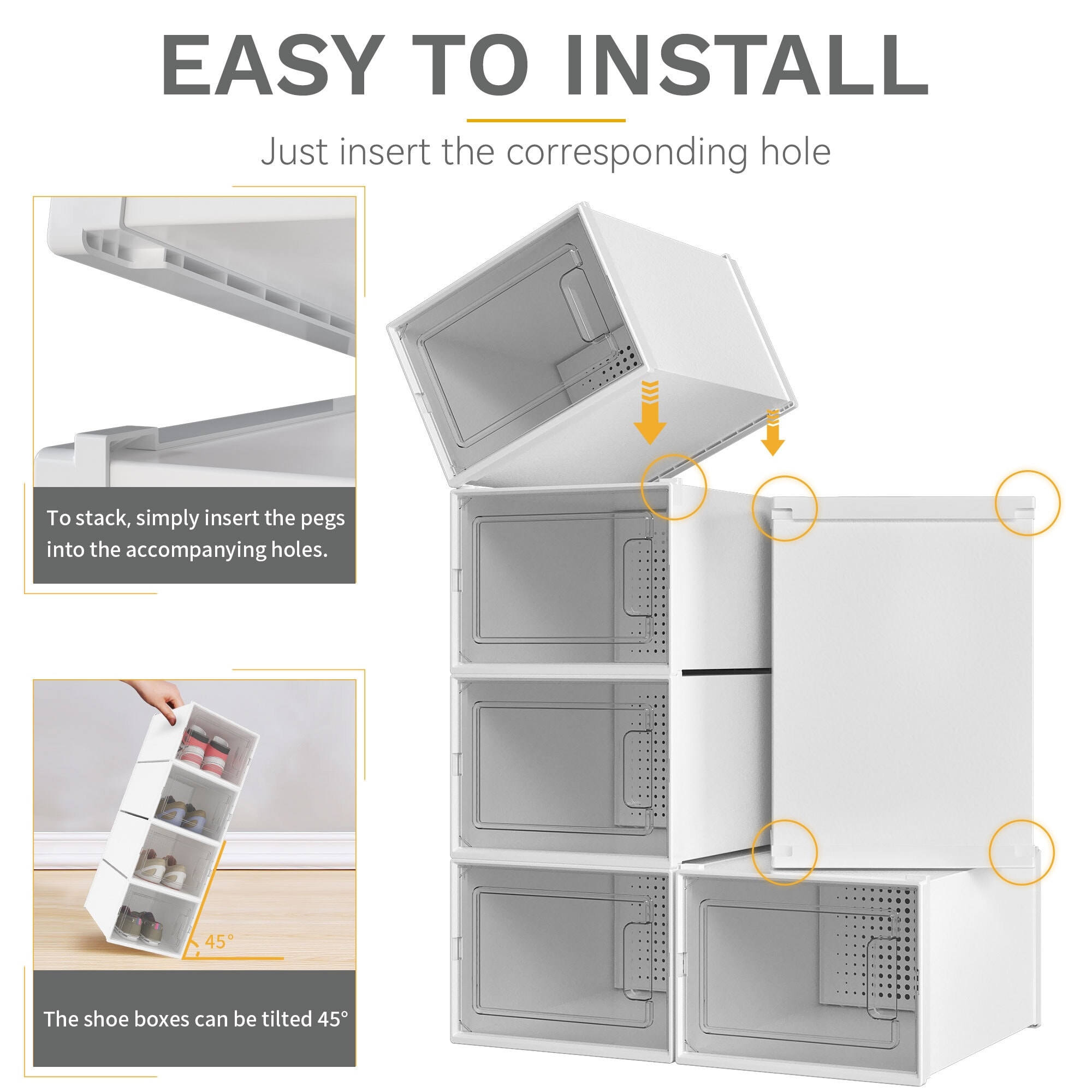 Moasis 18 PCS Large Shoe Organizer Box Stackable Rack