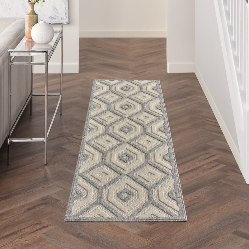 Nourison Palamos Modern Textured Geometric Indoor Outdoor Area Rug