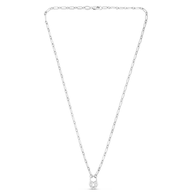 Curata 925 Sterling Silver 18" 10x15mm Padlock Statement Necklace