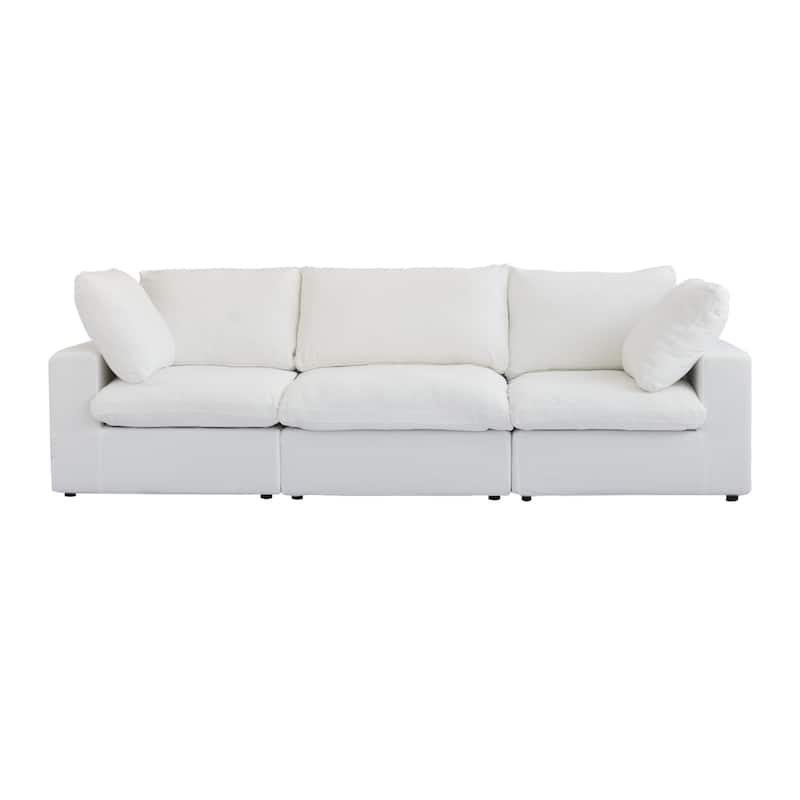 3-Seater Linen Sectional Sofa Modern Upholstered Couch
