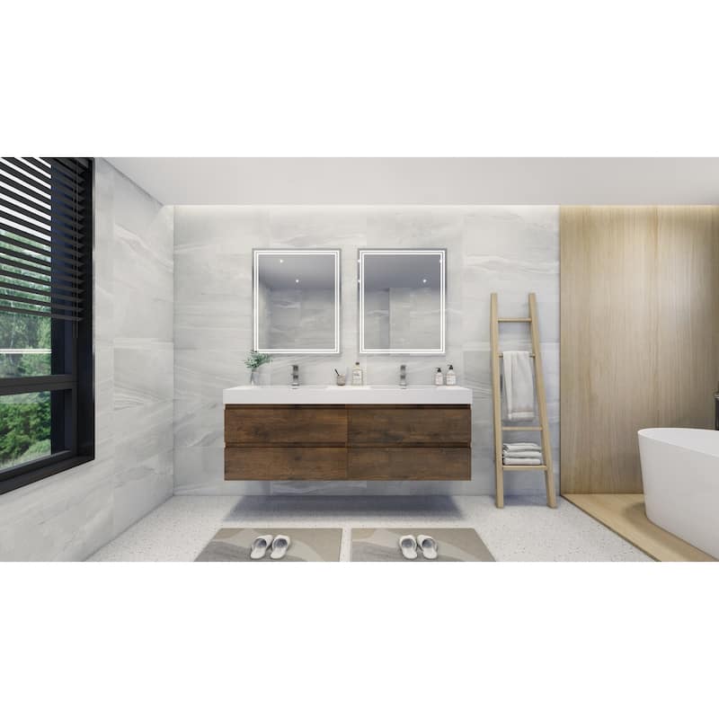Baillie 72'' Wall-Mounted Vanity with Double Reinforced Acrylic Sink